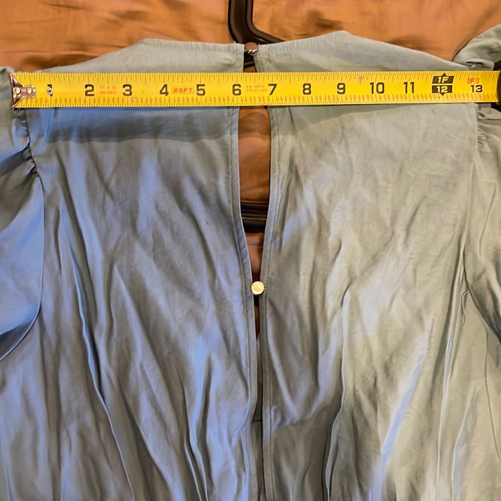 Zara NWOT Puff Sleeve Blue Belted Jumpsuit - Picture 16 of 16